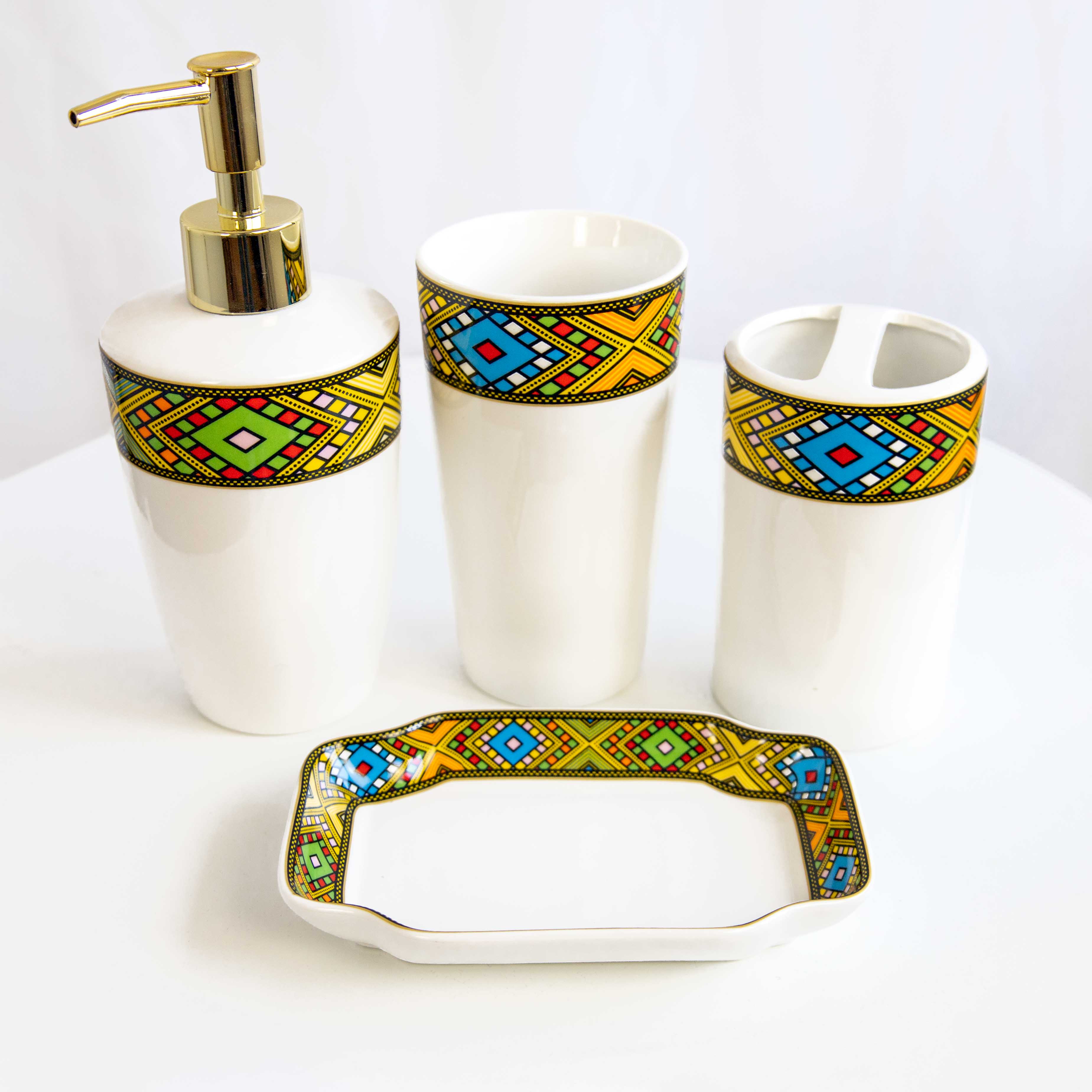 Äthiopisches Design BADESET 4 Stück