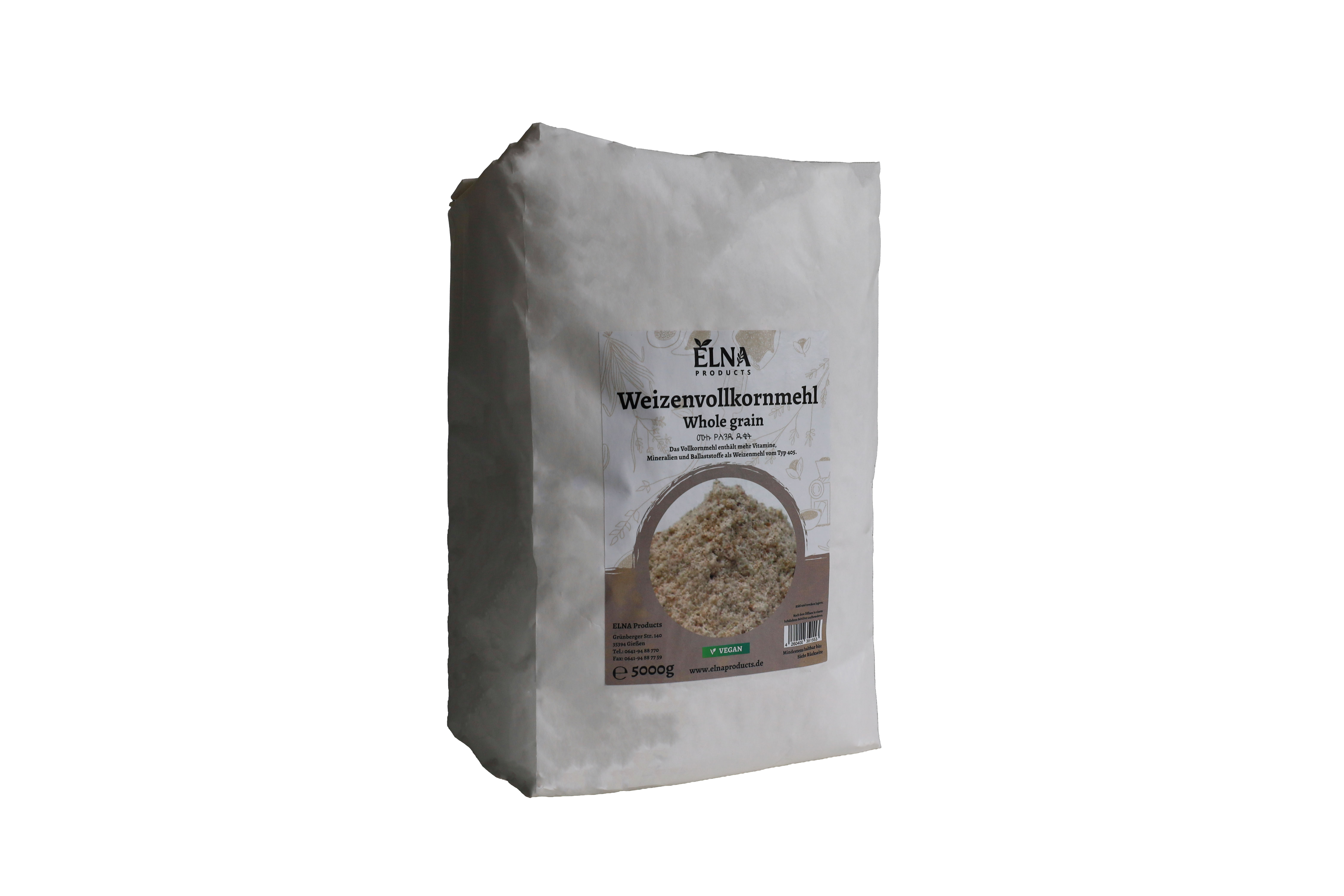 Weizenvollkornmehl 5000g ሙሉ የስንዴ ዱቄት